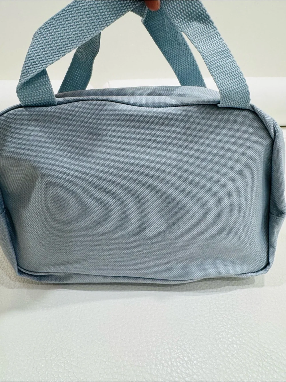 adidas Light Gray Toiletry Bag with Red Logo and Neon Accent and handles